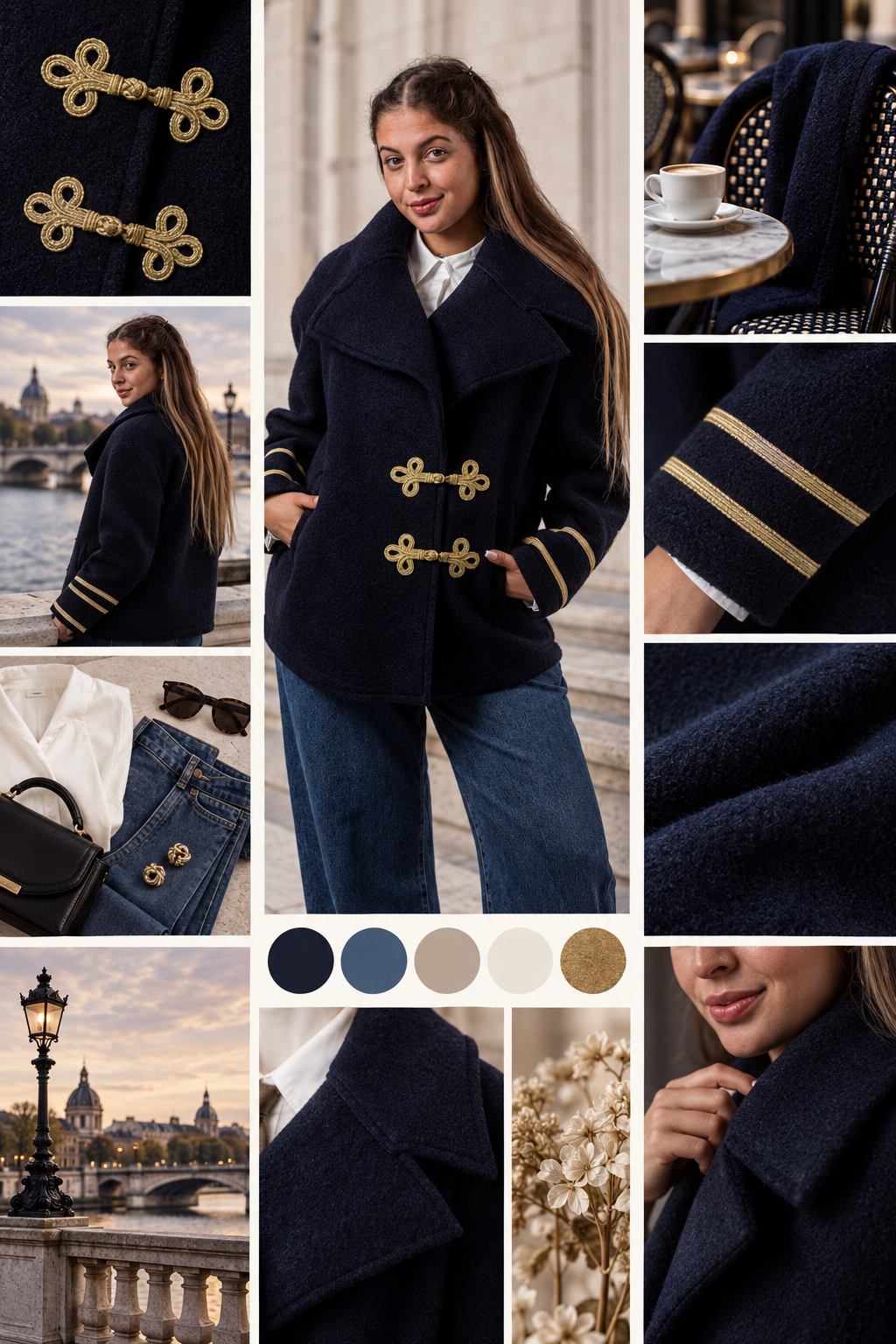 Moodboard - Inspiration für Maritime Jacke mit Goldapplikationen