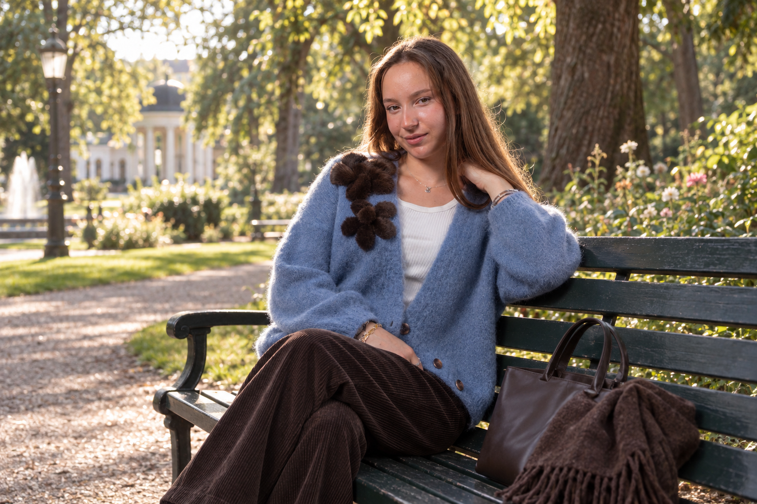 Bad Nauheim Streetstyle - Wickelcardigan mit Pelz Applikation