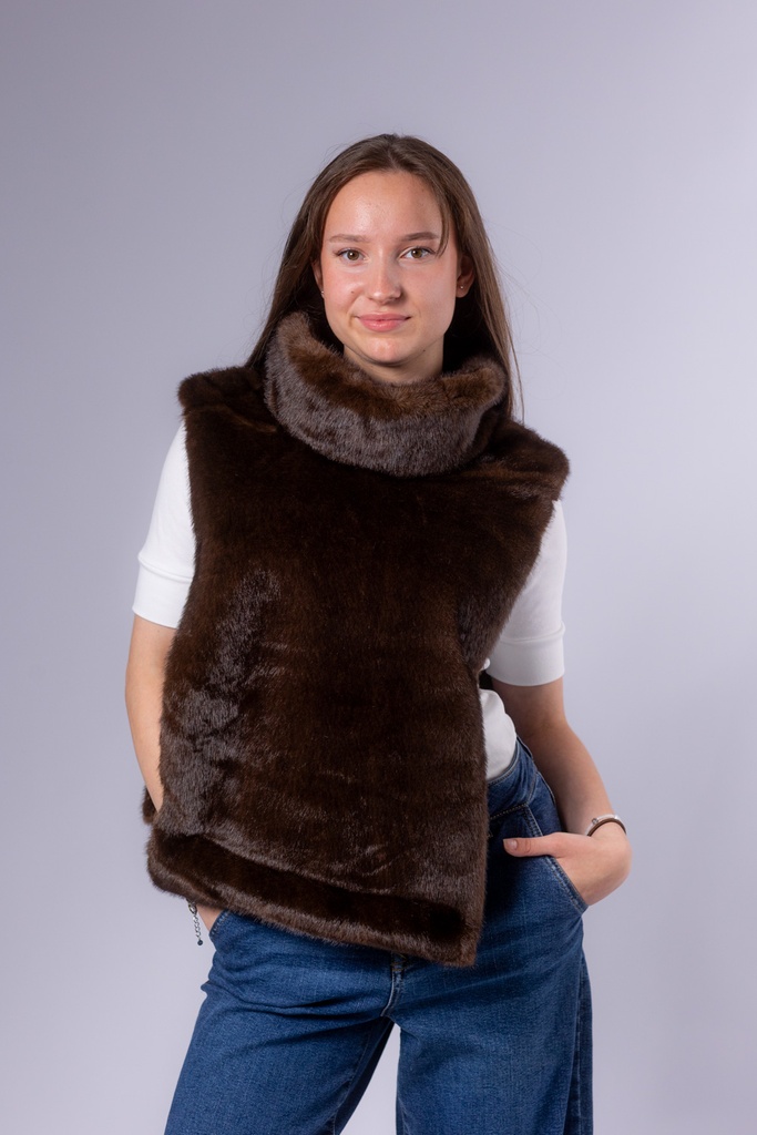[P3501_FW26112_BN-OS] Pelzkragen Fakefur (Braun)