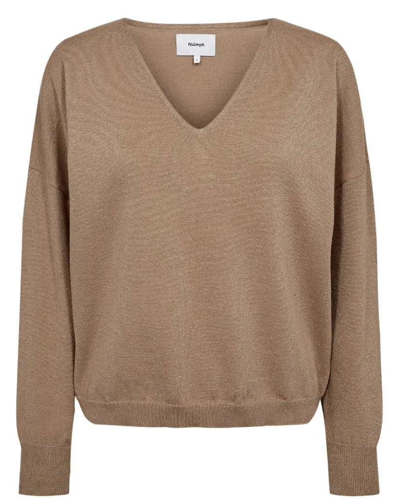 NUDAYLETTA Feinstrickpullover mit Lurex und V-Ausschnitt