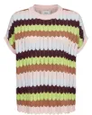 NUSERENE Kurzarm- Pullover mit Chevron Muster