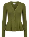 NUSIRA Feinstrick-Cardigan mit Schößchen in Olivgrün