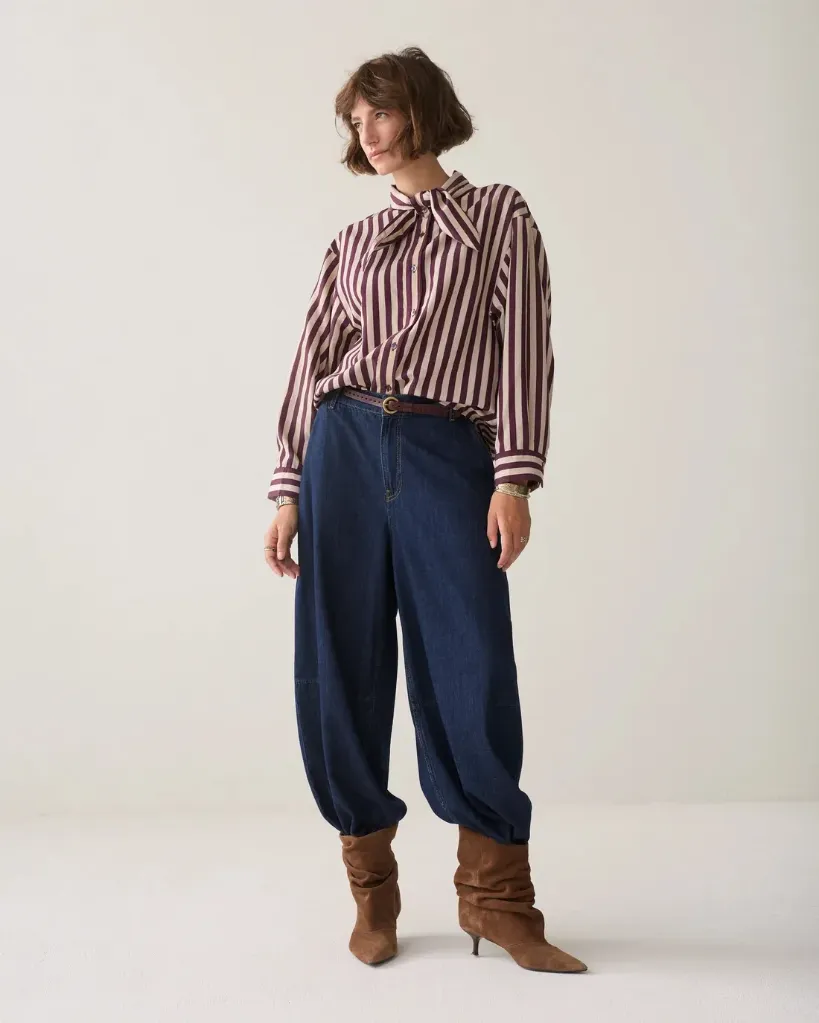 Blockstreifen Bluse mit Schluppe relaxed fit