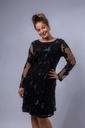 Tailliertes Langarm Kleid mit Stickereien