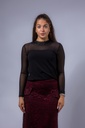 Taillierte Mesh Bluse mit Spitzendetails