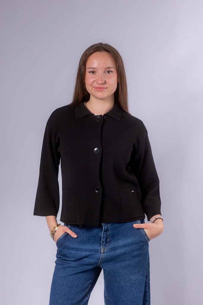 [P3523_21479_SW-34] NOS-Strickjacke mit Kragen (34)
