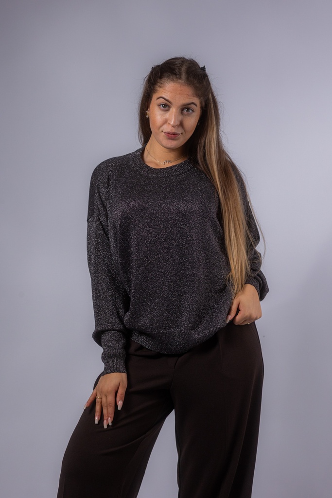 Lurexpullover Rundhals