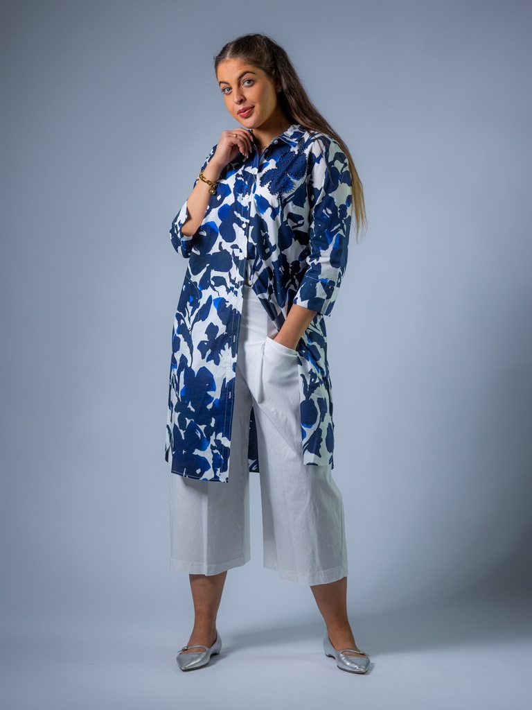 Hemdblusenkleid mit Perlenstickerei