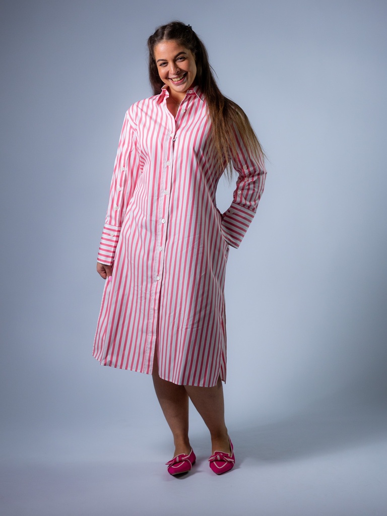 [76D6_GS-XS] Hemdblusenkleid Stripes (XS)