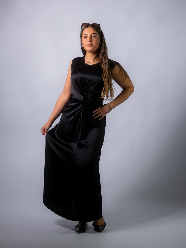 [DA5360_SW-34] Cocktailkleid mit Knoten (Schwarz, 34)