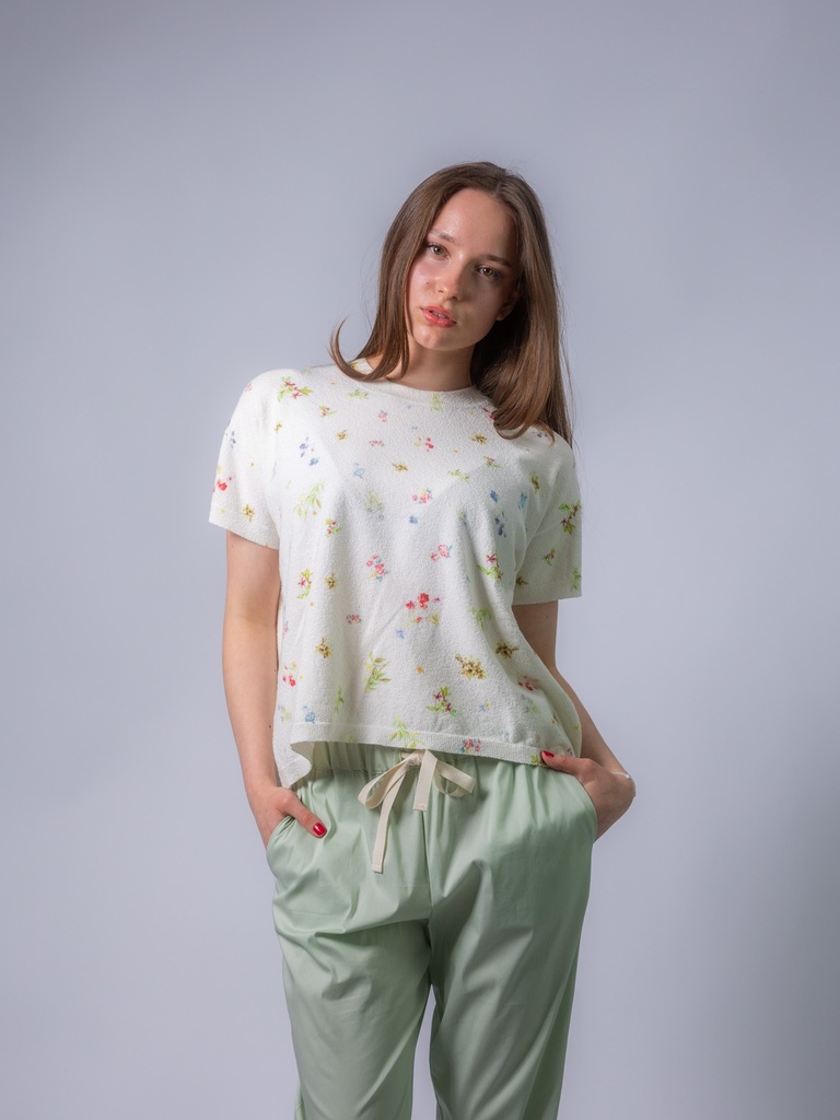[S6SC19_PR-40] Boucleshirt mit Blümchen (40)