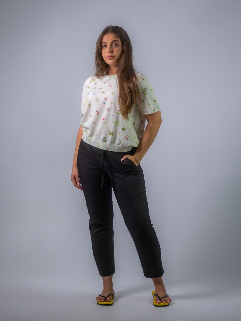 [S6SC18_PR-40] Boucleshirt mit Blümchen (40)
